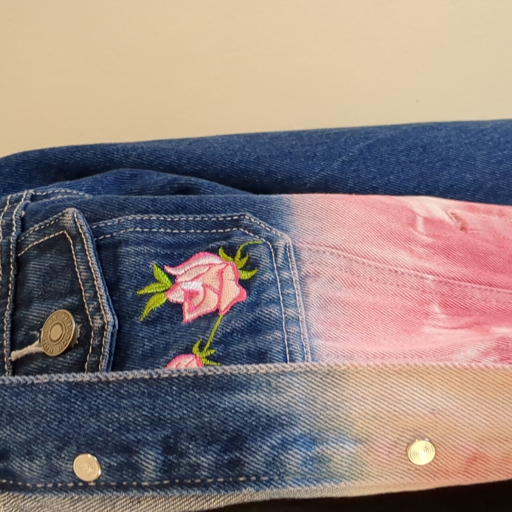 VINTAGE Route 66 Original Clothing Co. Girl's jean jacket with pink embr… - Picture 10 of 14